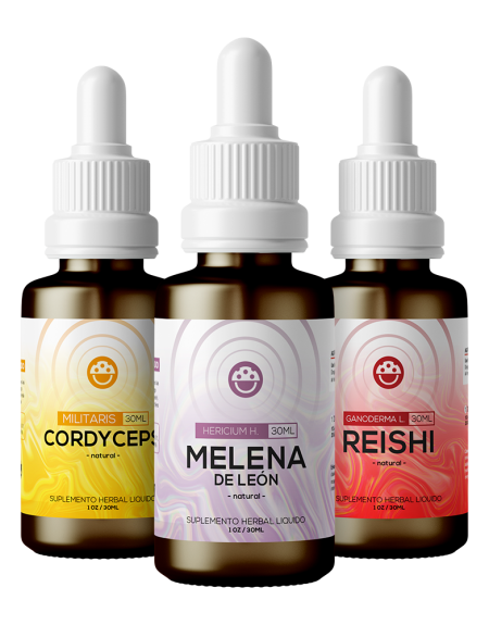 Triple Pack Mycodelic con 3 extractos de hongos adaptógenos doble extracto triple concentración 3:1 30 ml.